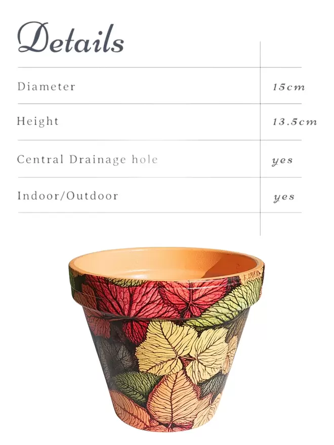 Autumn Design Plant Pot with details