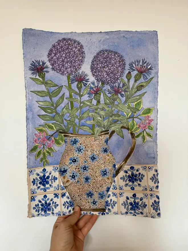 Alliums, mountain cornflowers and Weigela