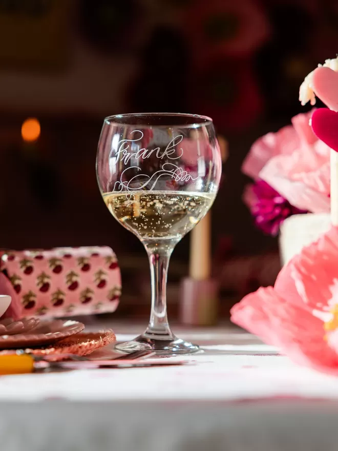 Personalised gin glass for Valentine's day