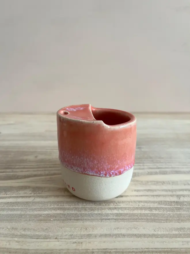 'Daily Grind' Handmade Ceramic Travel Cup Pink Glaze
