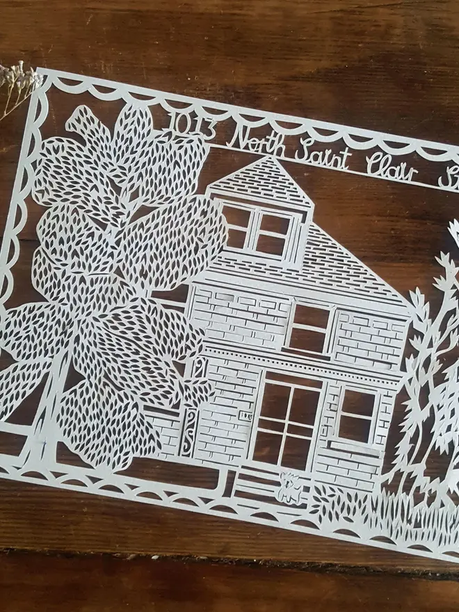 Personalised Full Size House Address Paper Cut