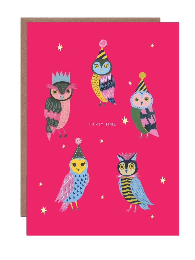 party owl birthday card 