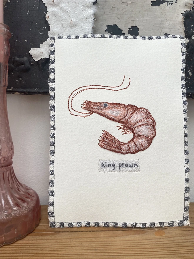 King Prawn Embroidered Picture