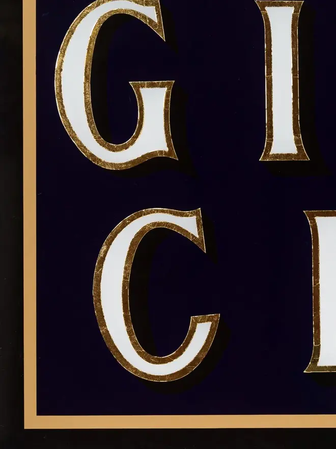 girls club hand painted sign. sign zoomed in on letter details.