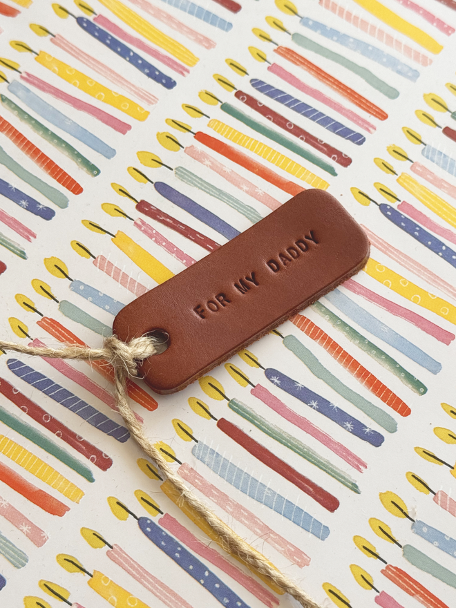 tan leather gift label