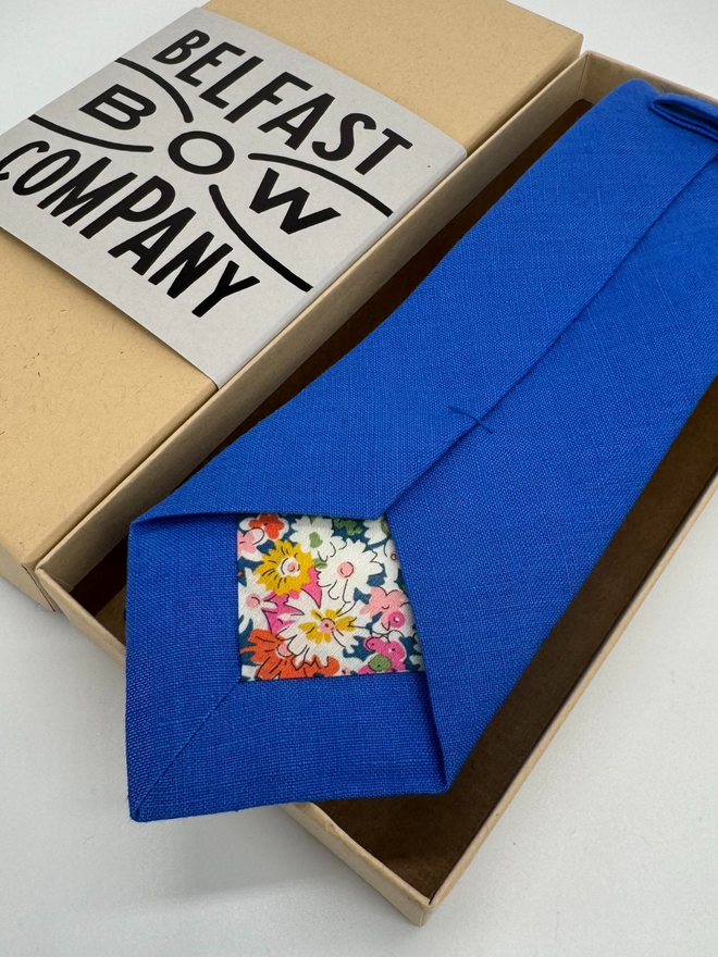 Cobalt Blue Irish Linen Tie handmade by the Belfast Bow Company