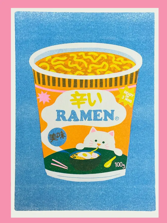 Ramen Risograph Print