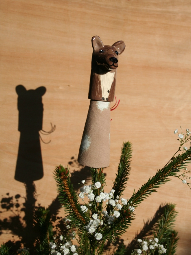 handmade ceramic Pine Marten Christmas tree topper
