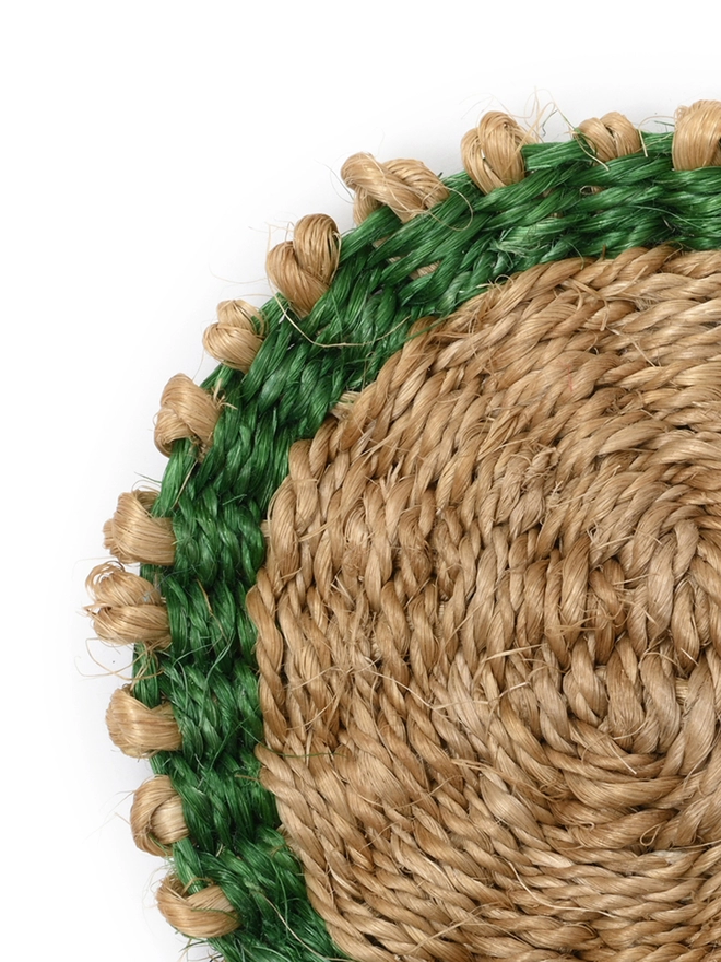 close detail of woven sisal coaster