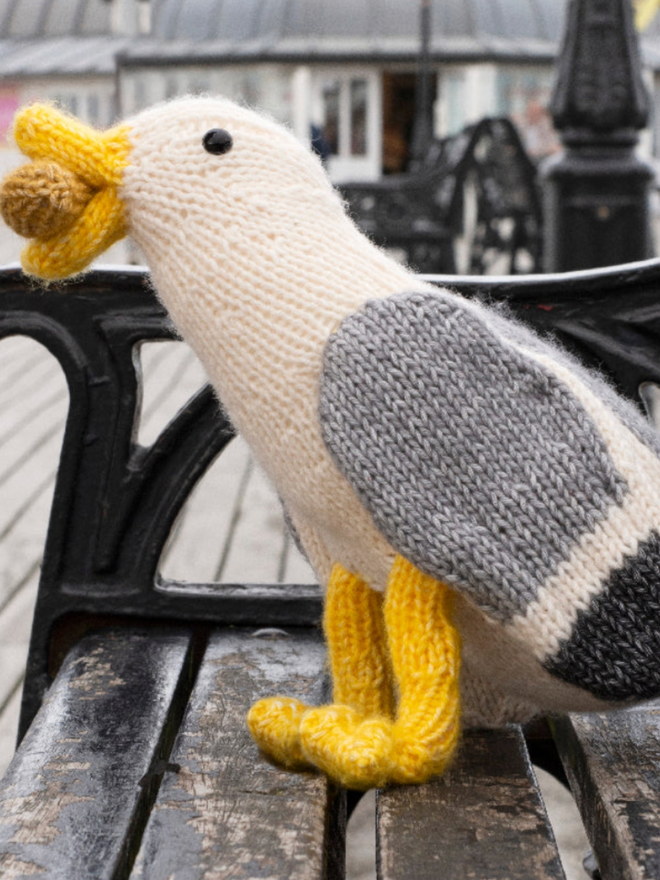 Seagull Knitting Kit. A knitted seagull.