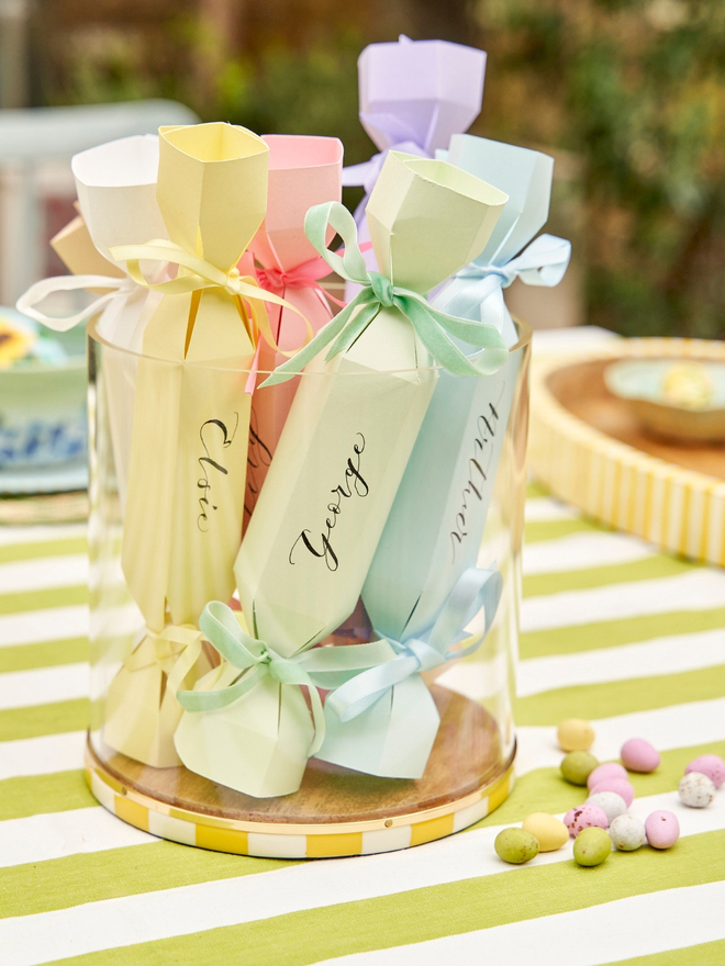 Personalised pastel Easter crackers