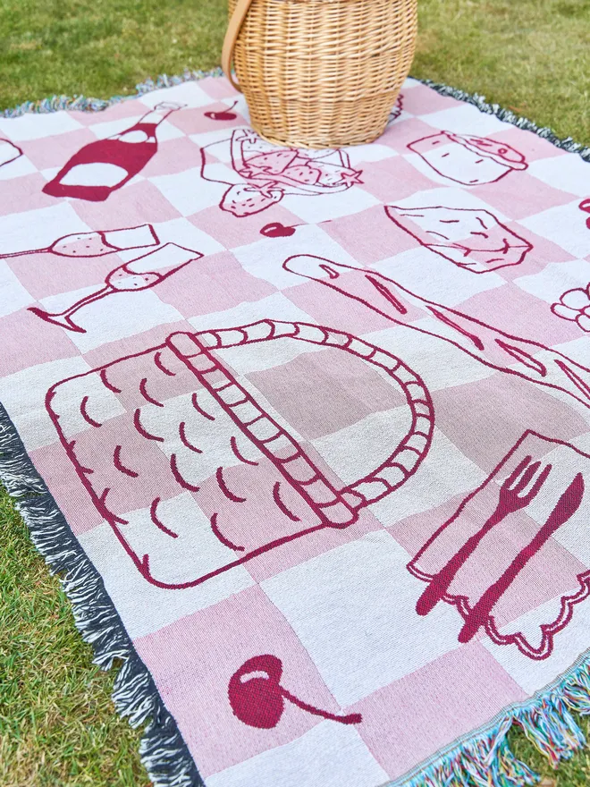 Pink picnic blanket