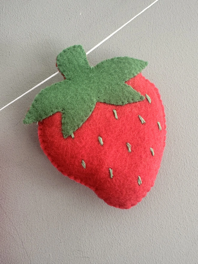 Personalised Name Garland with Strawberries, Colourful Nursery Bunting, Child’s Room Garland, Baby Gift