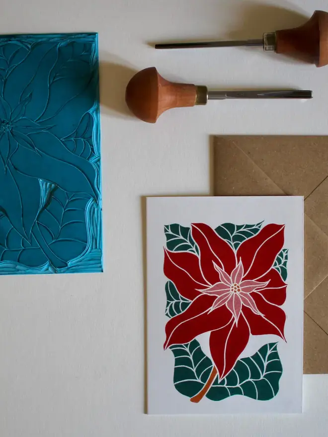 poinsettia christmas card