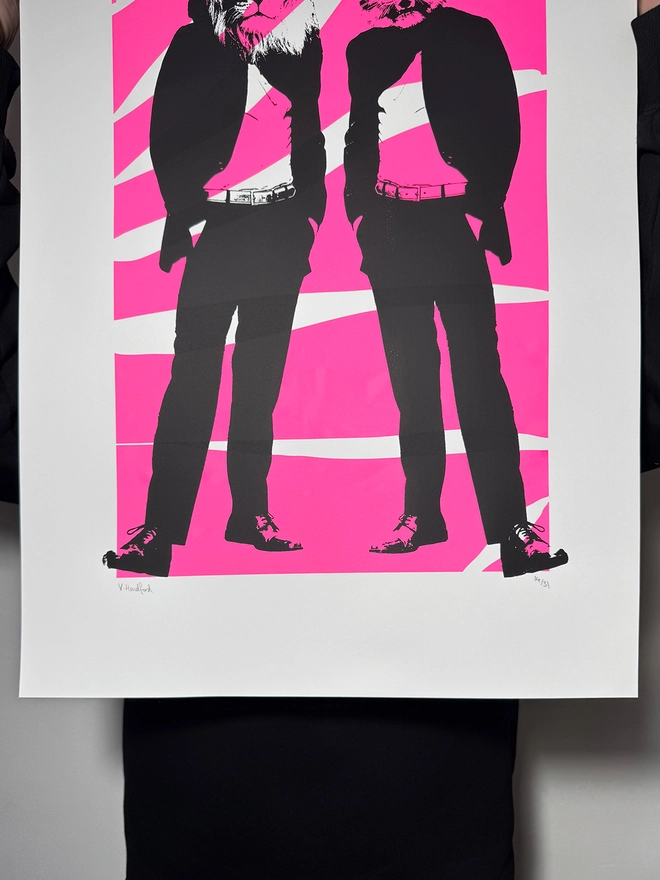 Disco Cats_Large Screen Printed Poster_Holly and Co_Close up bottom