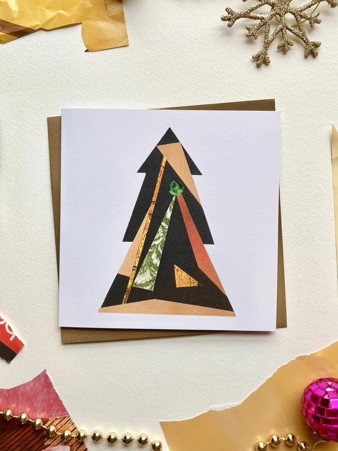 Geometric tree Christmas card