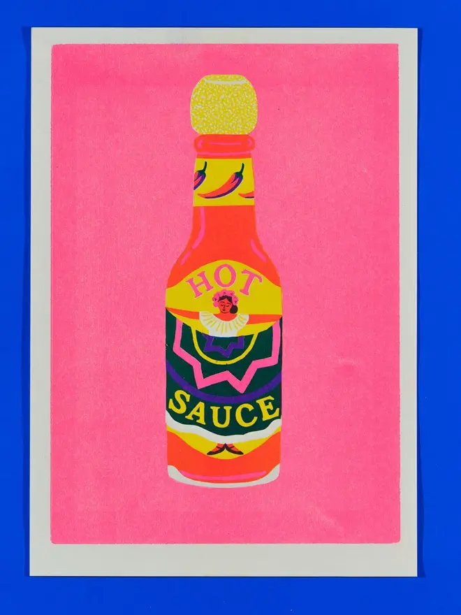 Pink Chilli Sauce Risograph Print
