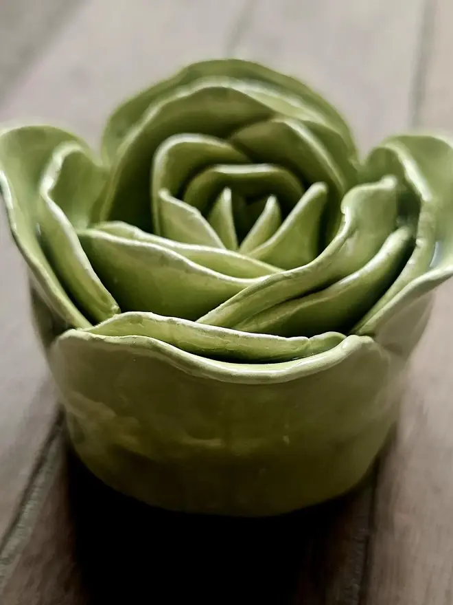 willow sage olive green ceramic peony rose flower for wall art decor pottery gift for ceramic lovers 