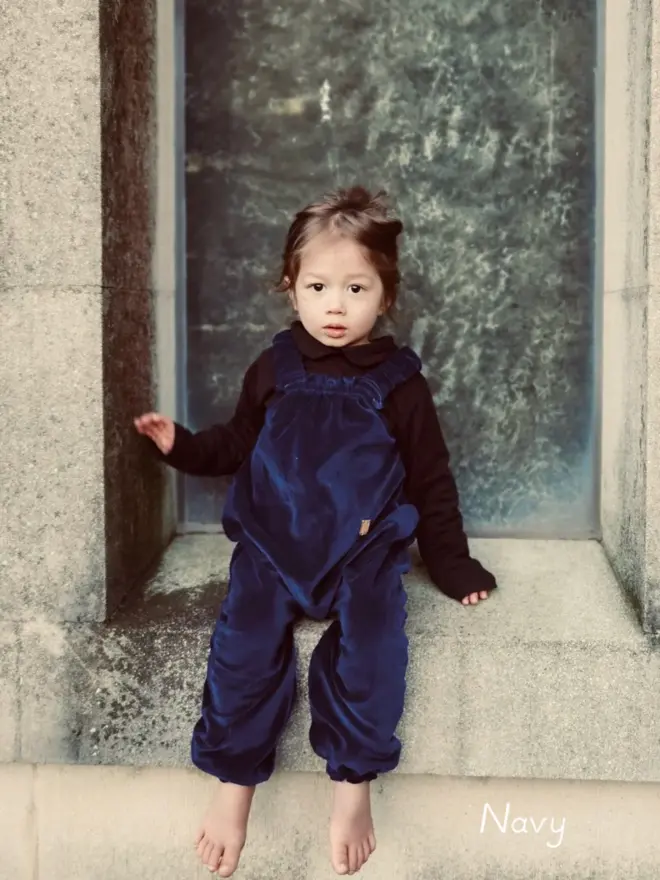velvet dungarees navy