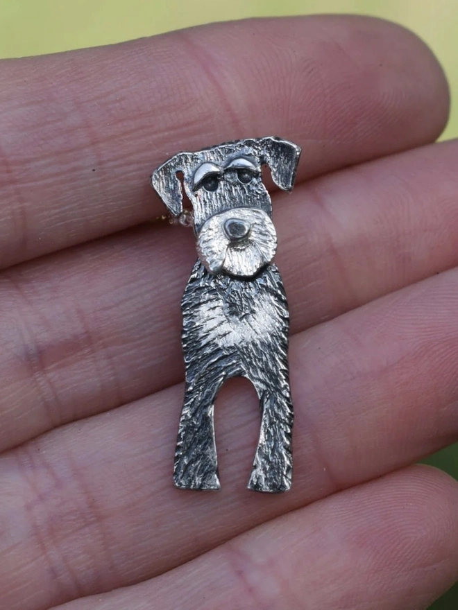 Silver Miniature Schnauzer Brooch