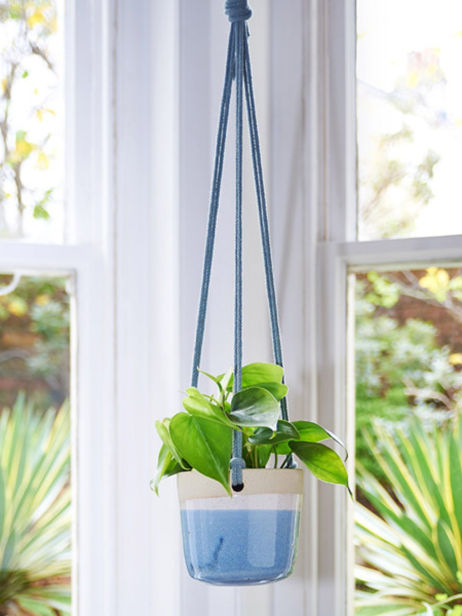 Blue Ceramic Hanging Planter