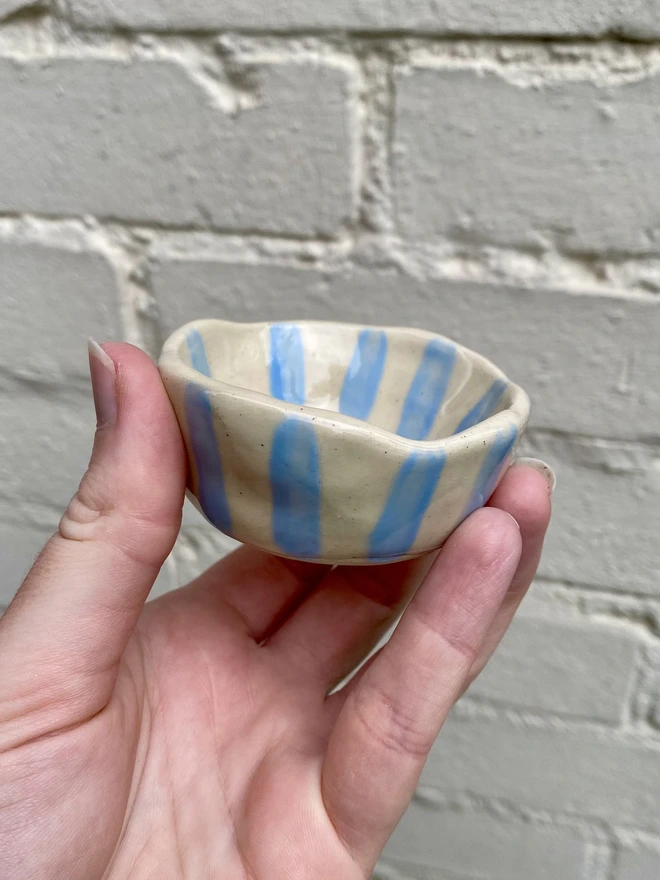 blue stripe trinket bowl