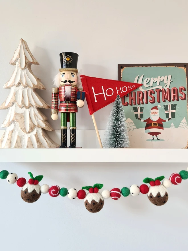 Felt Christmas Pudding Garland 