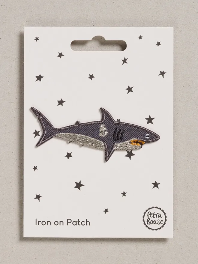 Shark iron on embroidered fabric patch
