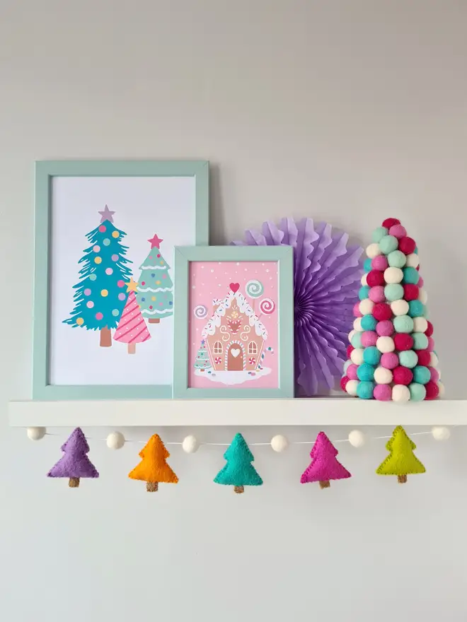 Felt Rainbow Christmas Tree Garland