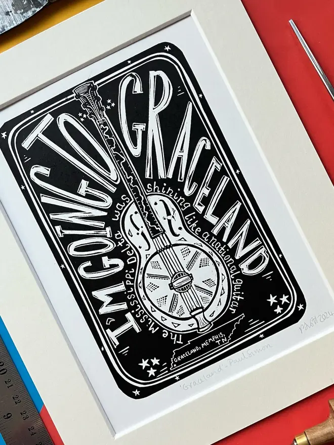 paul simon graceland lyric lino print
