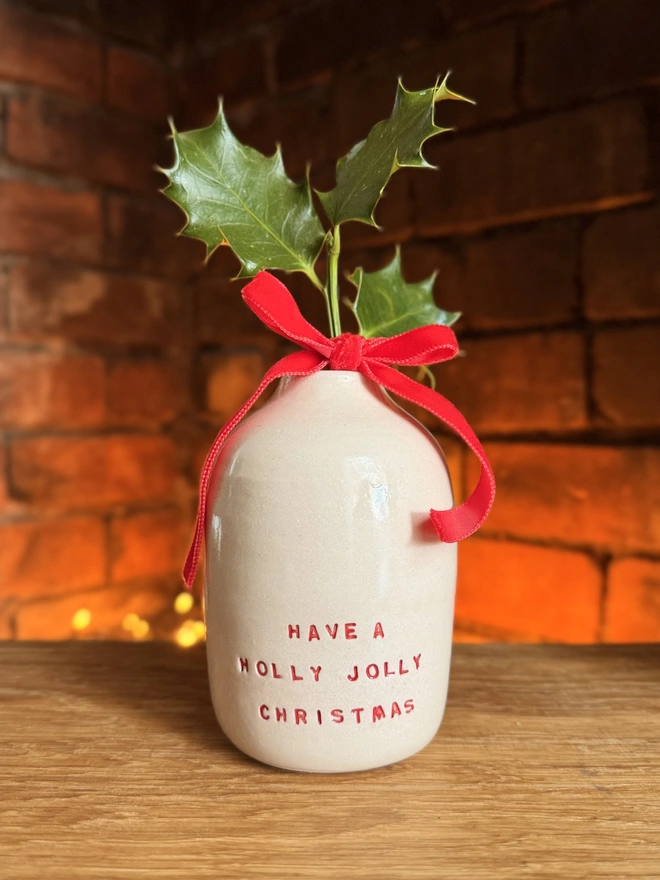 Holly Jolly Christmas Bud Vase