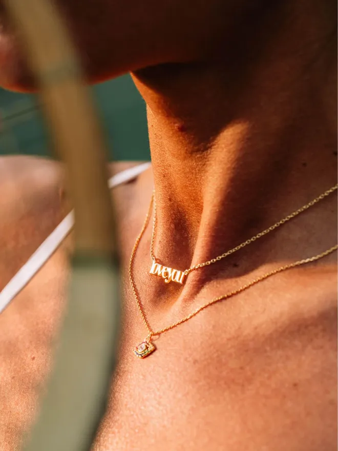 'Love You' Gold Script Necklace