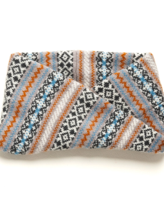 Grey, Turquoise and Orange Neck Warmer