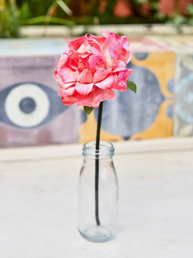 Crepe pink paper rose