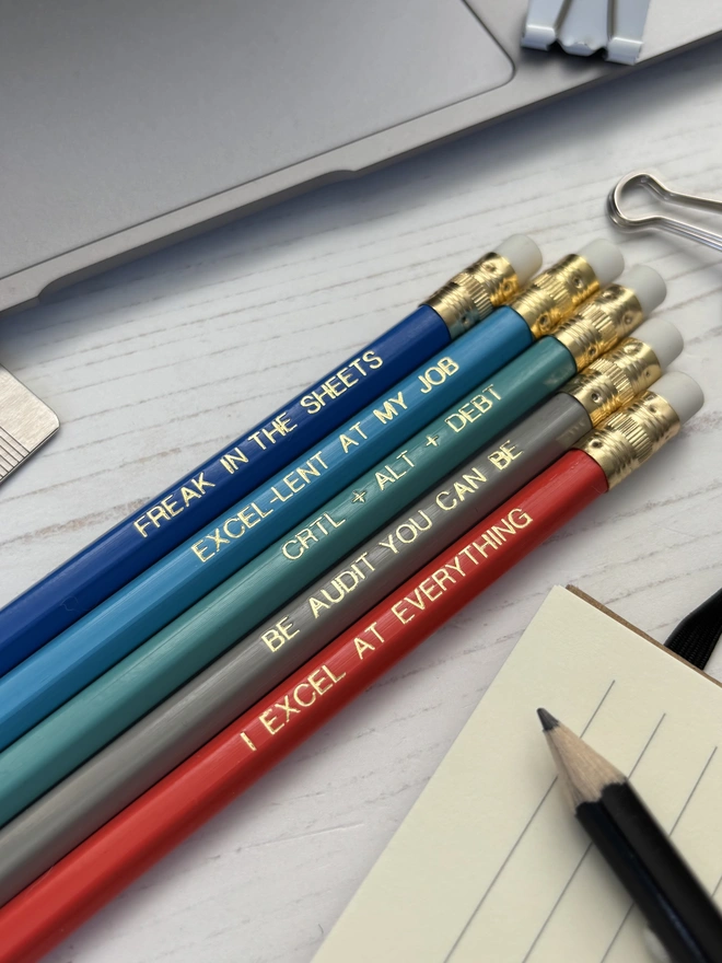 Spreadsheet Themed Pencil Set (Set of 5)