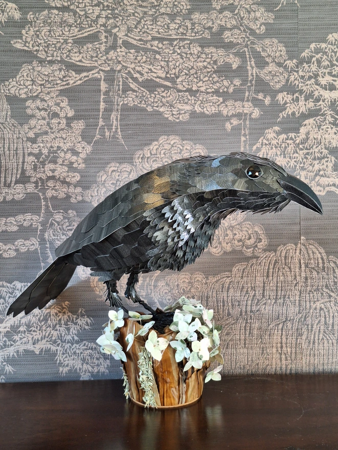 Handmade raven art sculpture