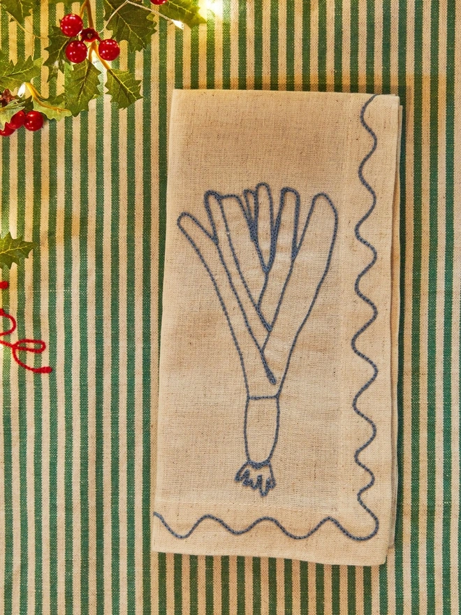 Leek Vegetable Christmas napkins