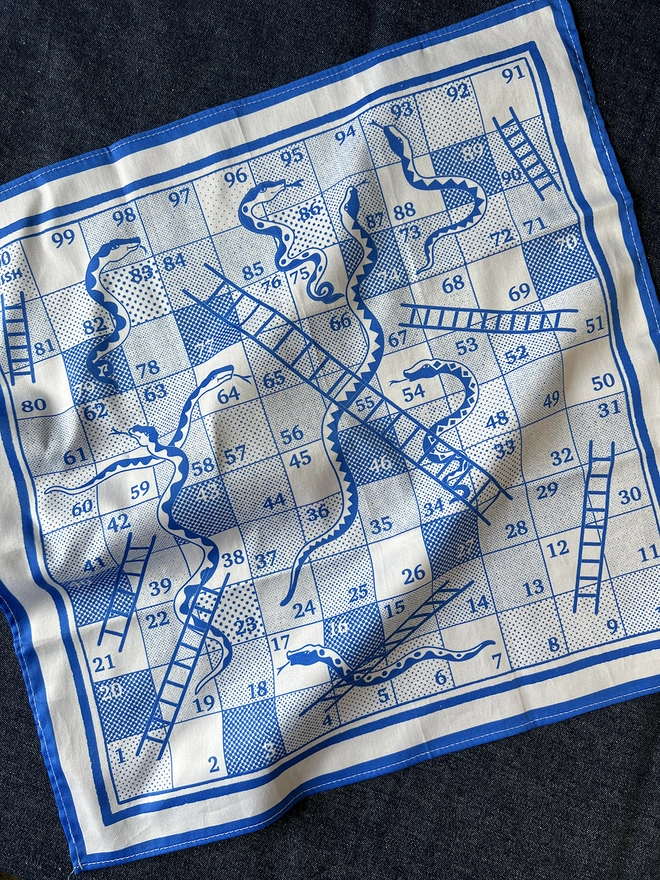 Mr.PS Snakes & Ladders Napkin laid on a table