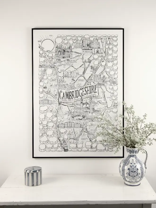 Cambridgeshire Poster Wall Art Print A1