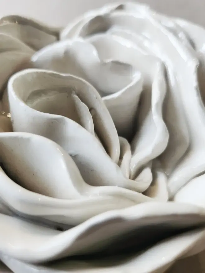 white ceramic rose flower for wall pottery art gift ideas anniversary wedding 