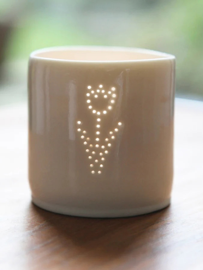 tulip flower mini porcelain tealight holder