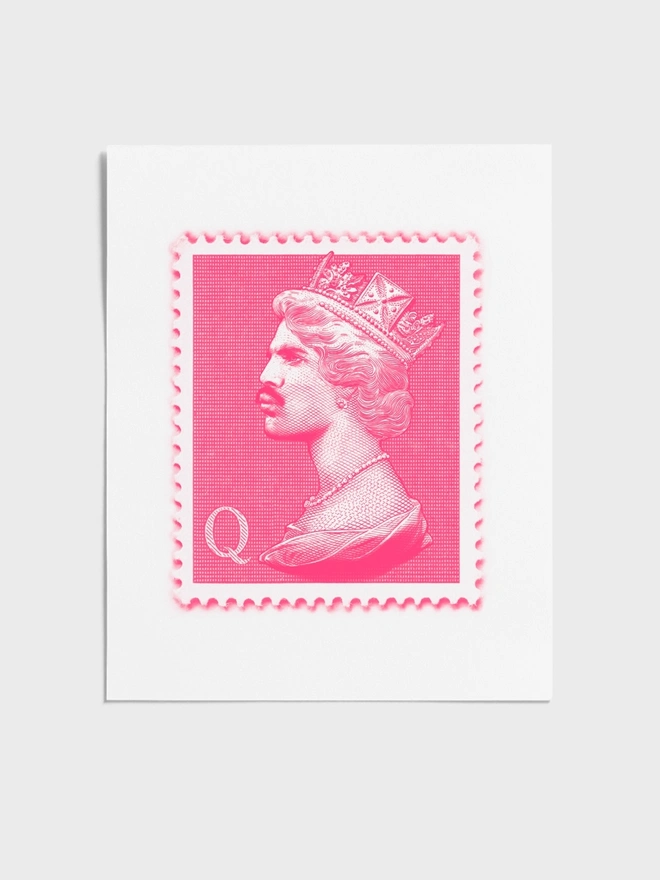 Pink Freddie Mercury Mini Stamp Art Print - Unframed