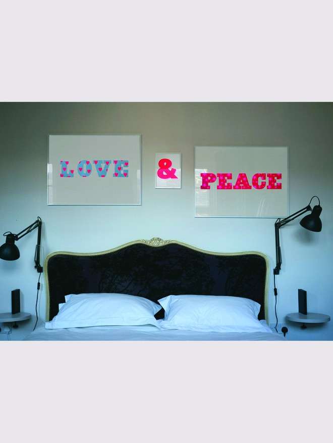 Loveheart & Peace print framed