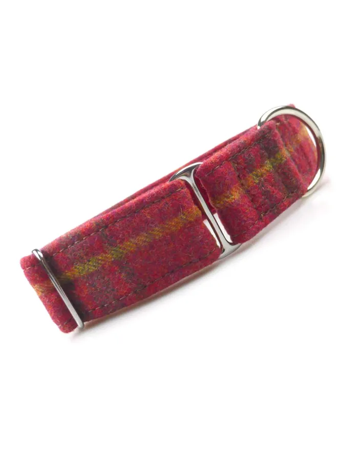 Chilli Check House Tweed Dog Collar