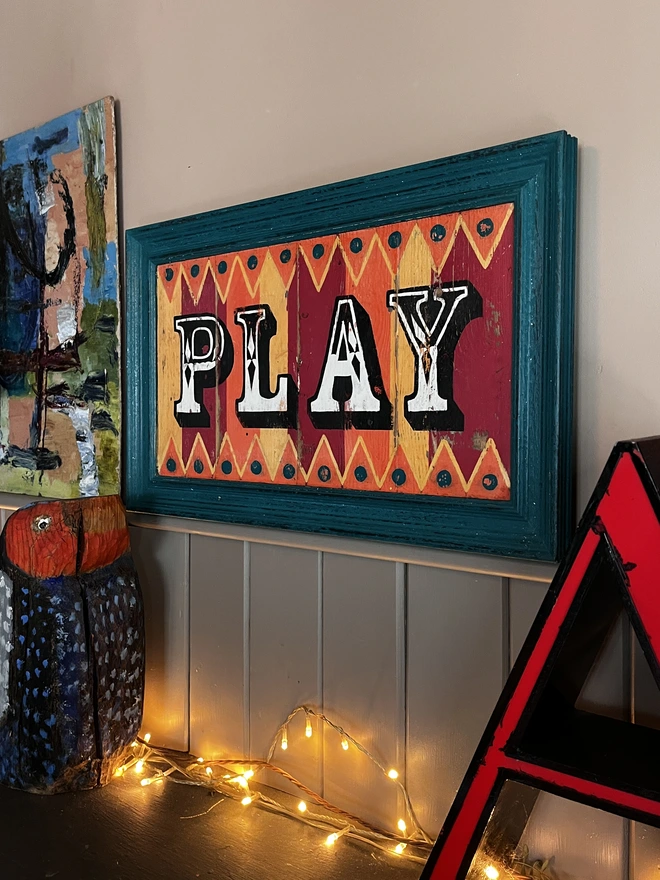 argent and sable play sign, play sign, colourful sign, playful quote, positive art, bespoke art