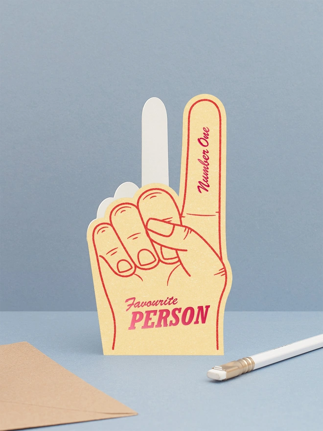 butter-yellow-foam-finger-greeting-card-with-hot-foil-favourite-person