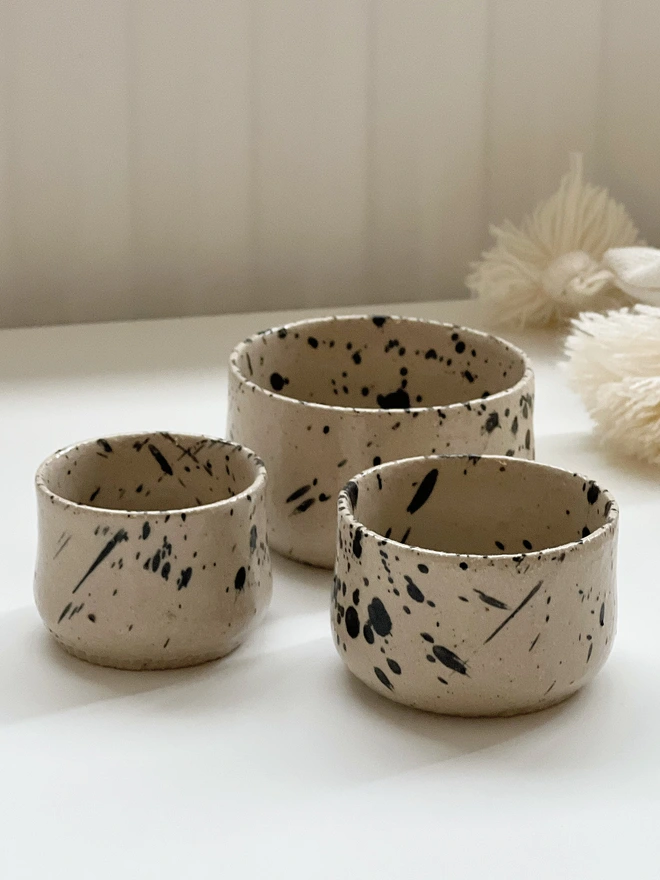 Speckled Handleless Ceramic Coffee Tumbler