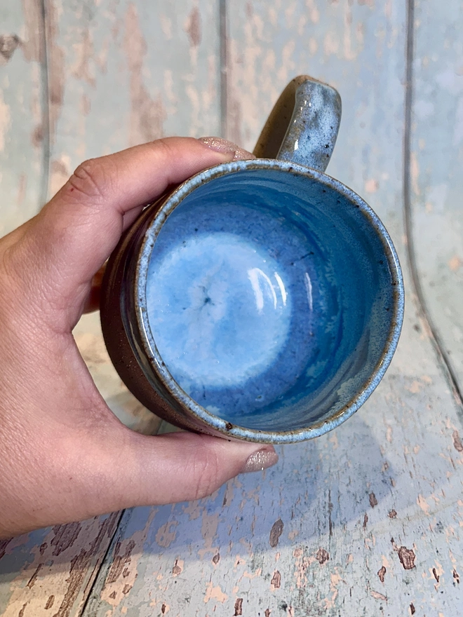 Blue Christmas Snow Globe Mug