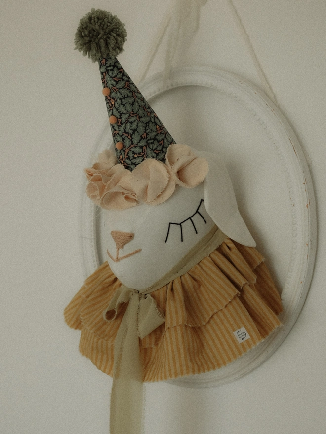 Sheep Head Decor, Animal Wall Mount, Circus hanging Sheep trophy, Nursery farmhouse Art
