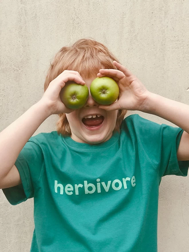 Green T-Shirt Herbivore Vegetarian Vegan Mims & Family